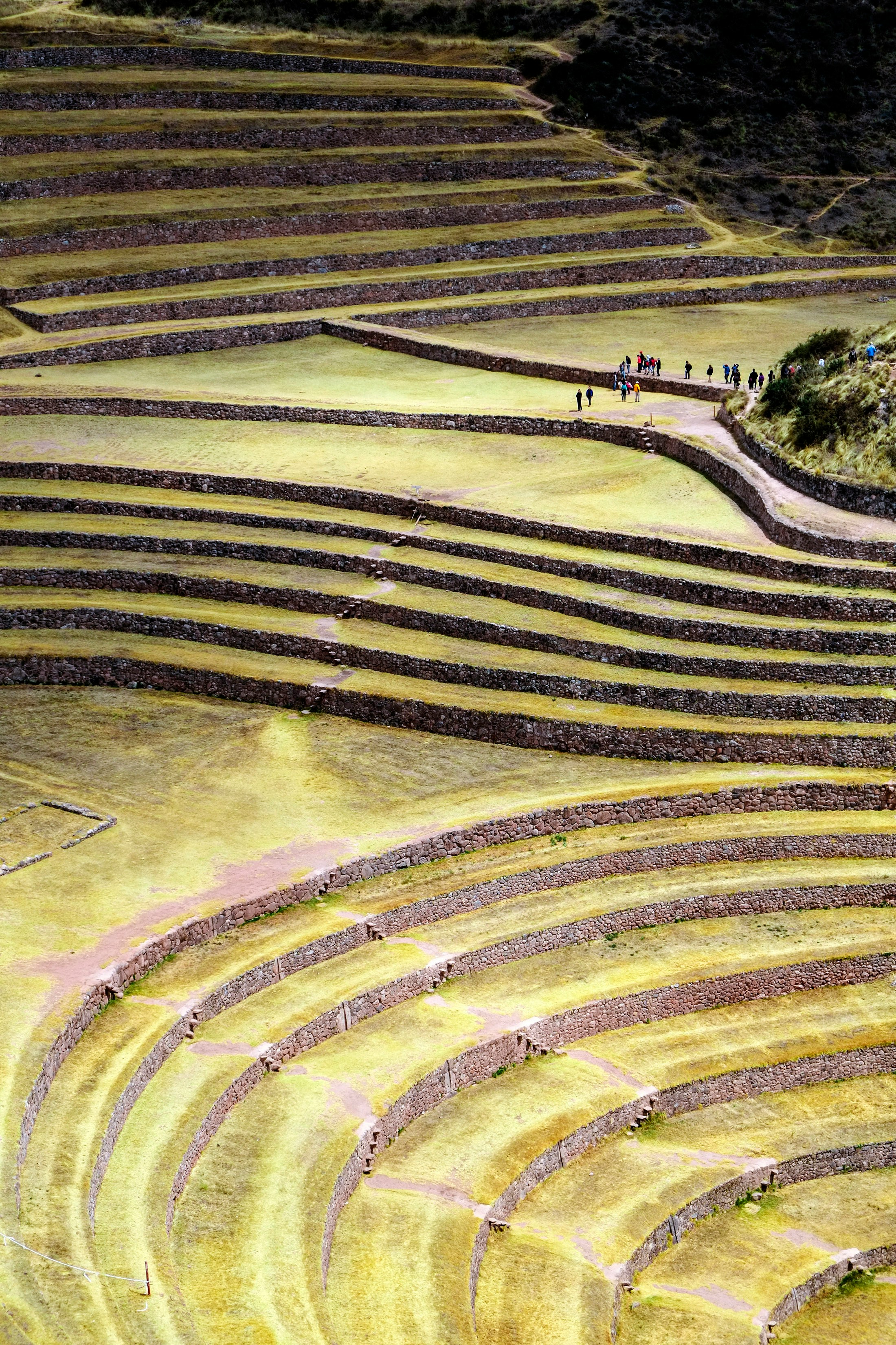 The terraced salt pans of Maras with the Sacred Valley in the background