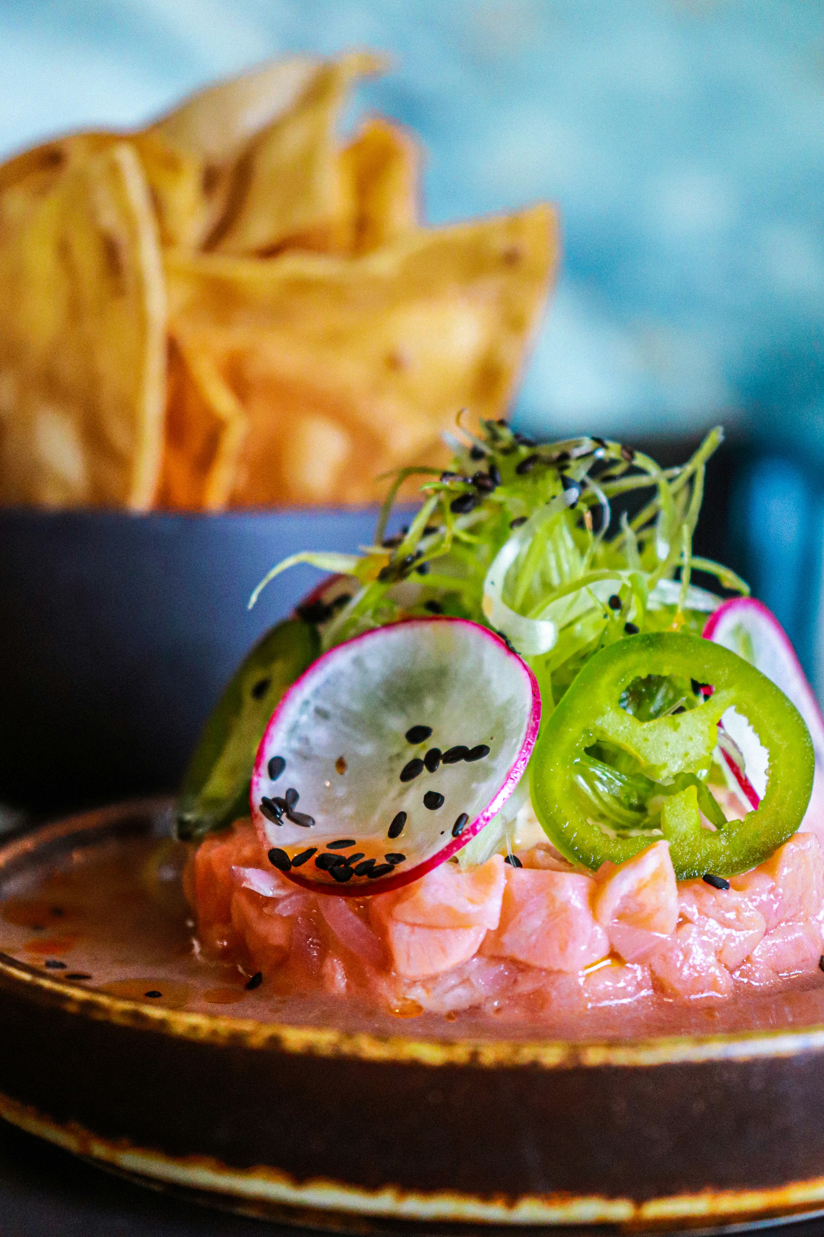 Nikkei-style ceviche with fresh fish, jalapeño and radish — Lima's signature fine-dining dish