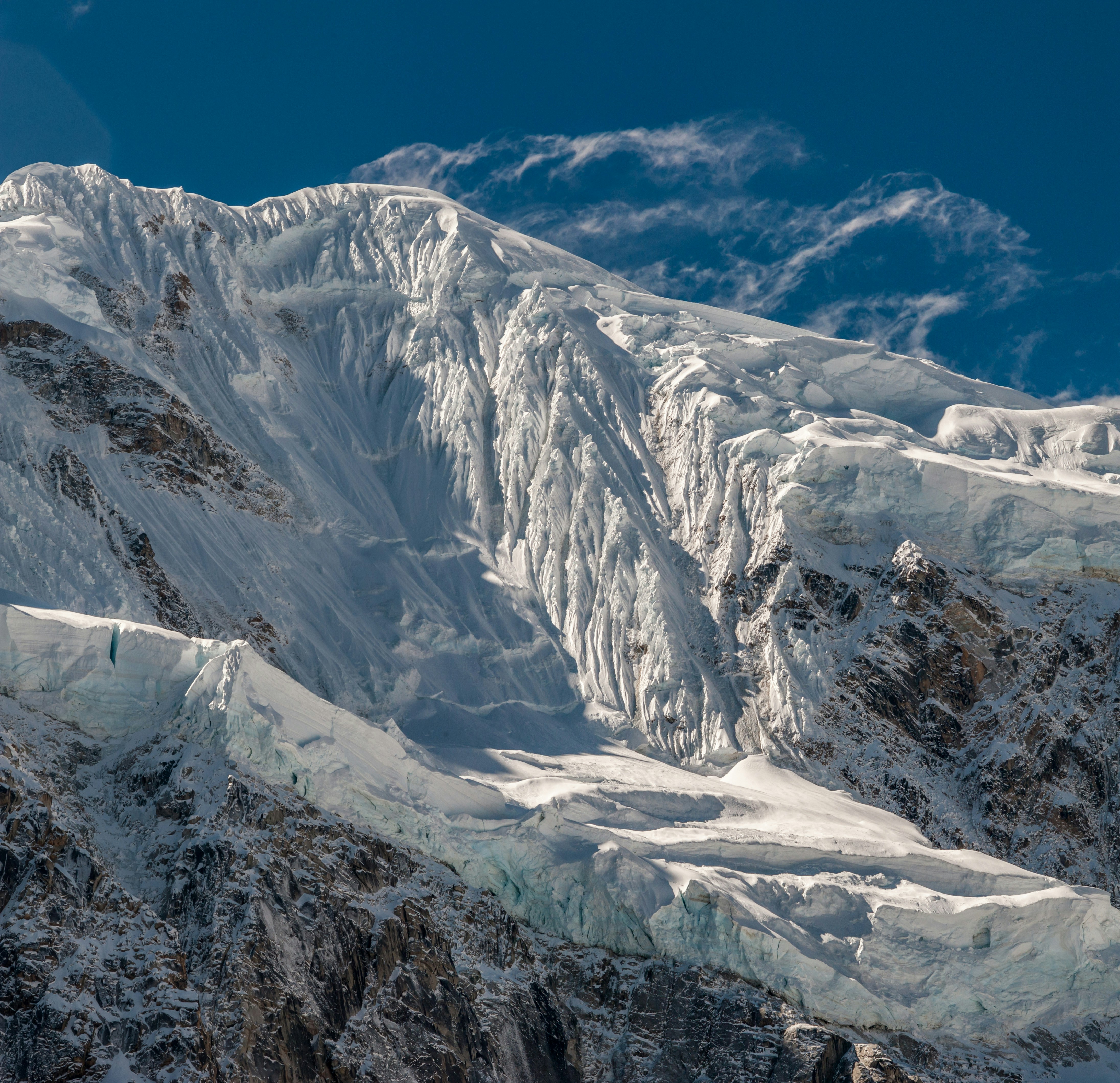 Snow and glacier-covered peak of Salkantay mountain, Peru