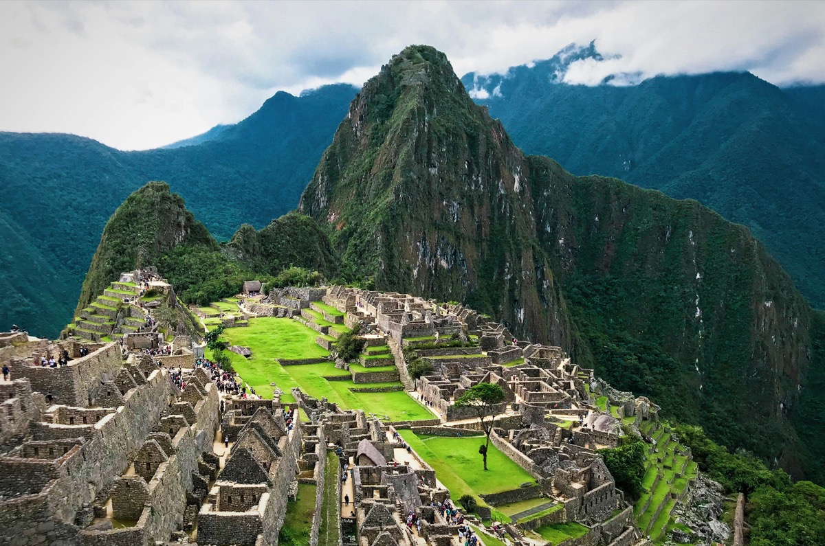 Machu Picchu ruins at high altitude in the Andes mountains, Peru